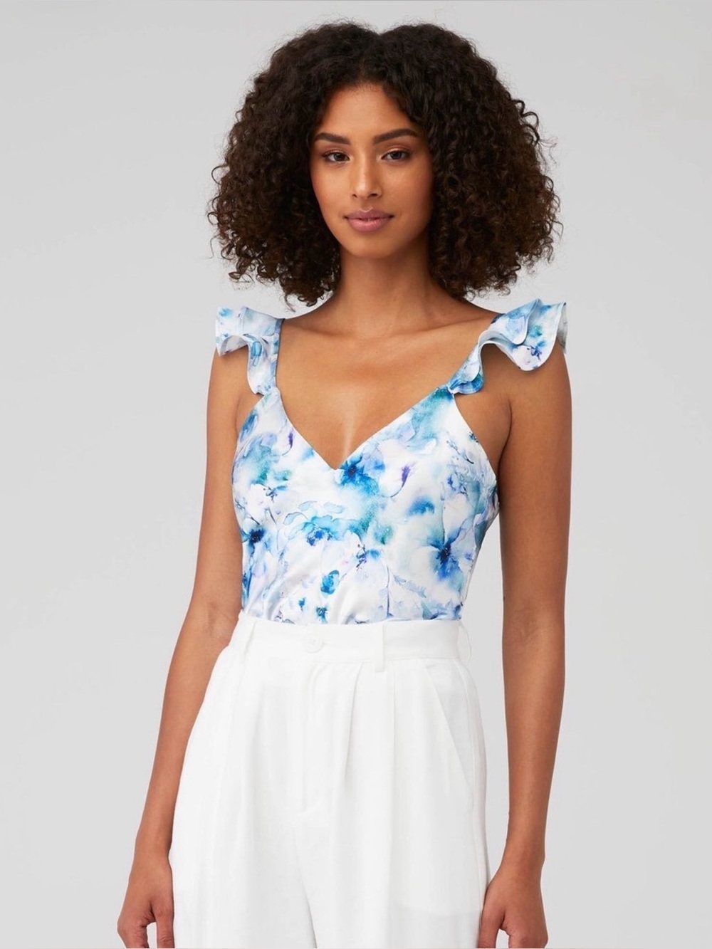 CAMI NYC Women's 100% Silk Camisole Tank Top in Sea Floral Size Large